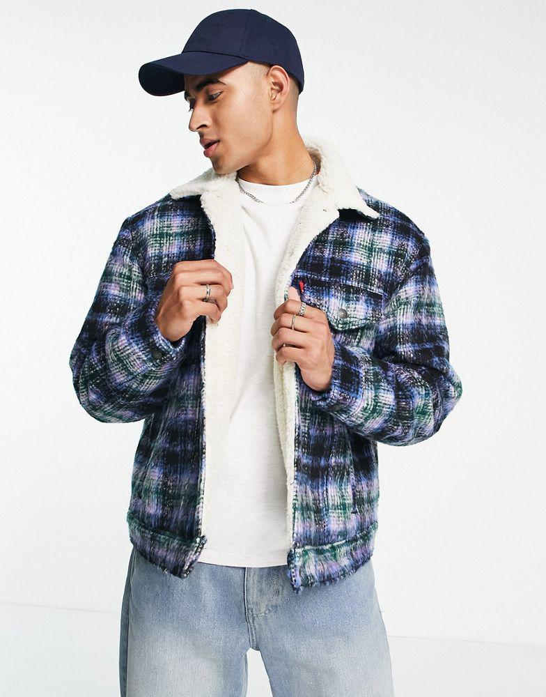 商品Levi's|Levi's sherpa trucker jacket in green check,价格¥677,第5张图片详细描述