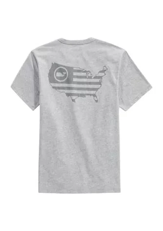 商品Vineyard Vines|Vines Usa Map Whale Dot Flag Short Sleeve Pocket T Shirt,价格¥101,第1张图片