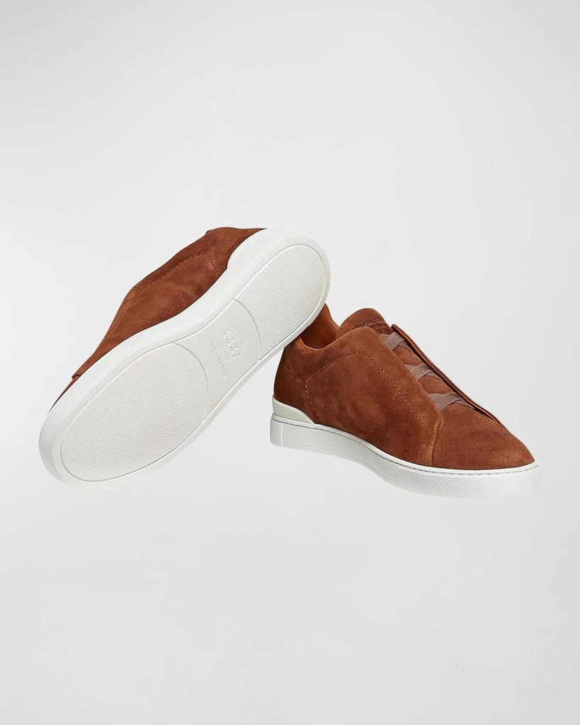 商品Zegna|Men's Triple Stitch Suede Low-Top Sneakers,价格¥6872,第5张图片详细描述