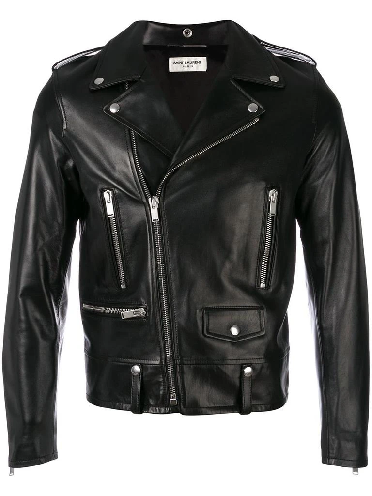 商品Yves Saint Laurent|Saint l au rent men's black leather jacket,价格¥24029,第1张图片