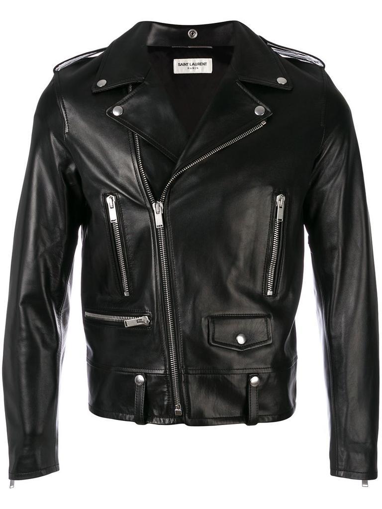 商品Yves Saint Laurent|Saint L AU Rent Men's  Black Leather Jacket,价格¥26488,第1张图片