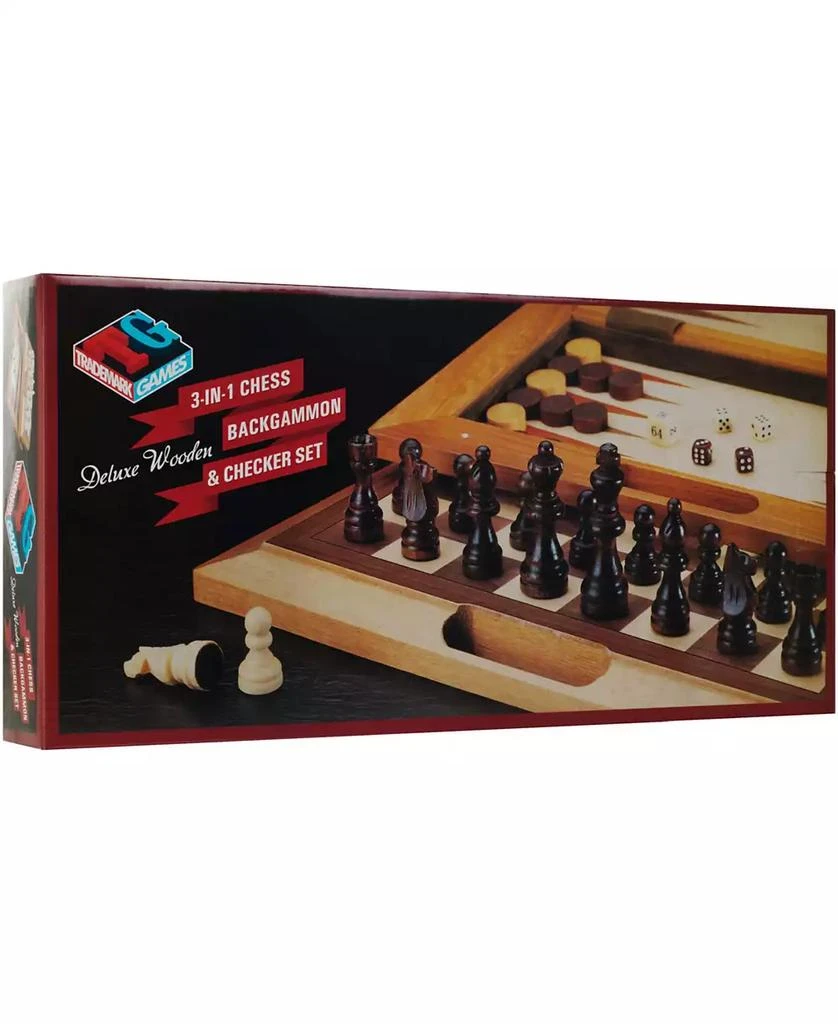 商品Trademark Global|Trademark Games Deluxe Wooden 3-In-1 Chess, Backgammon Checker Set,价格¥540,第4张图片详细描述