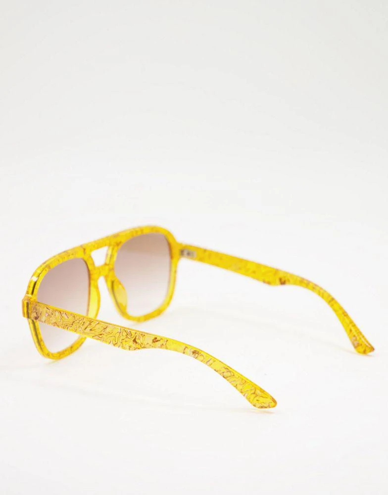 商品ASOS|ASOS DESIGN frame aviator sunglasses in brown acetate transfer  - BROWN,价格¥40,第3张图片详细描述