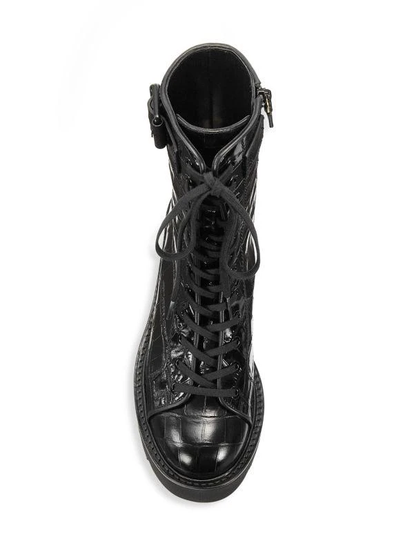 商品Stuart Weitzman|Ryder Ultralift Croc-Embossed Leather Combat Boots,价格¥1147,第5张图片详细描述