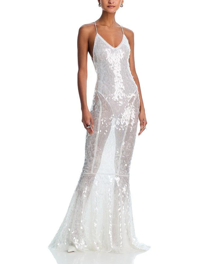 商品Norma Kamali|Low Back Fara Slip Fishtail Gown,价格¥4047,第1张图片详细描述