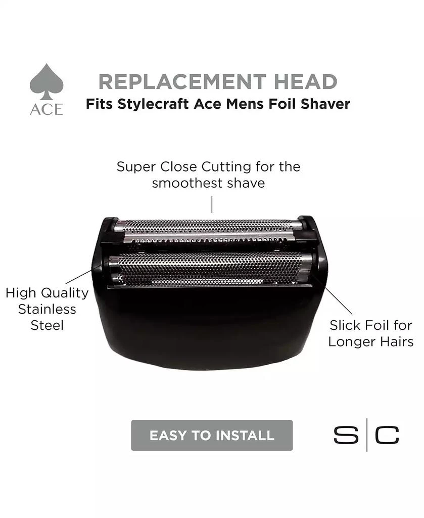 商品StyleCraft Professional|Replacement Ace Foil Shaver Stainless Steel Foil Head Compatible with Ace Shaver,价格¥96,第2张图片详细描述
