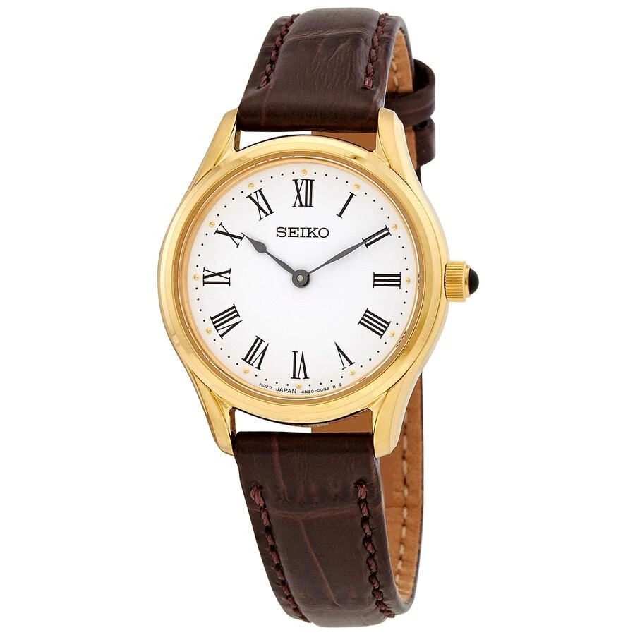 商品Seiko|Quartz White Dial Brown Leather Ladies Watch SWR072P1,价格¥798,第1张图片