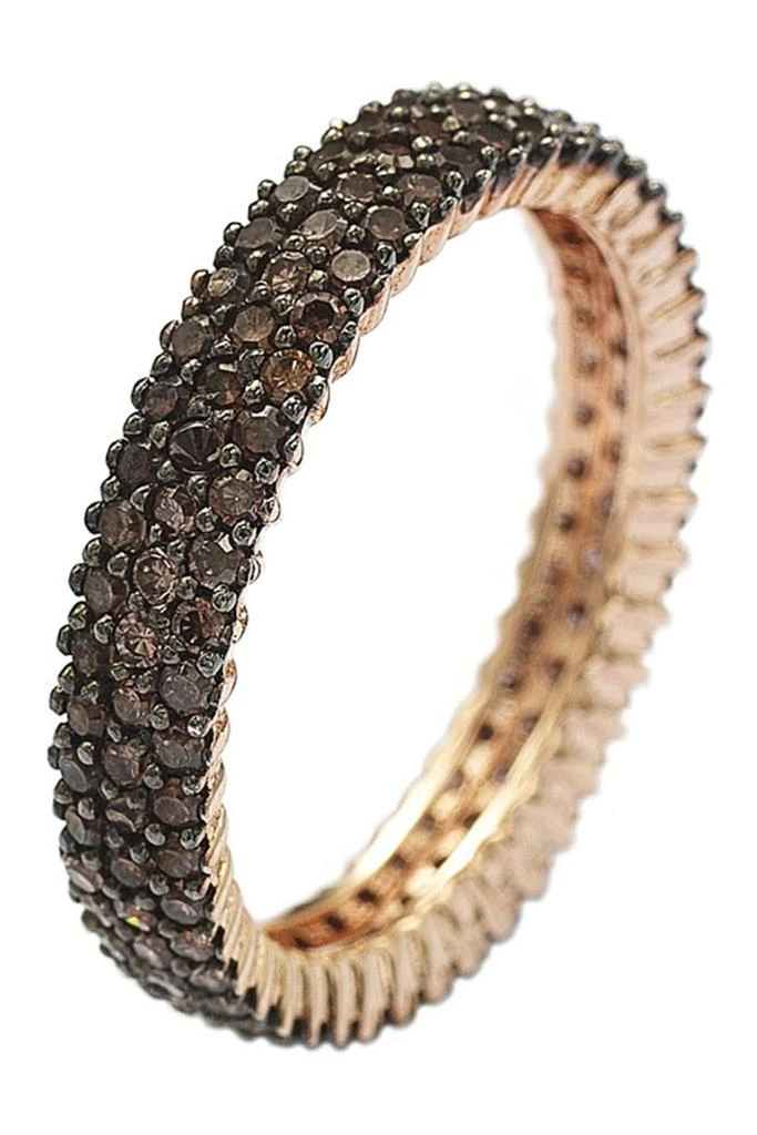 商品Suzy Levian|14K Rose Gold Plated Micro-Pave Brown CZ Eternity Band Ring,价格¥975,第4张图片详细描述