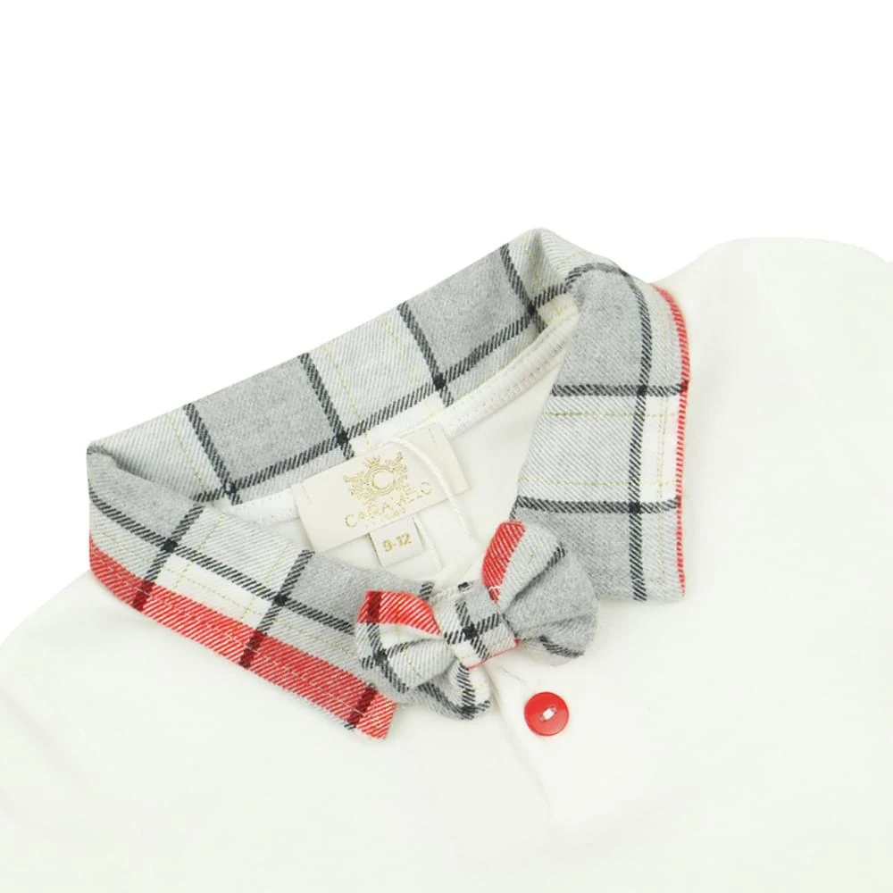 商品Caramelo Kids|Grey White & Red Check Short Dungaree Set & Bow Tie,价格¥161,第2张图片详细描述