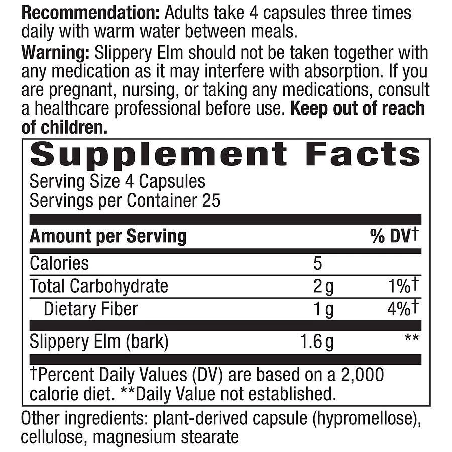 商品Nature's Way|Slippery Elm Bark 400mg Dietary Supplement Capsules,价格¥83,第5张图片详细描述