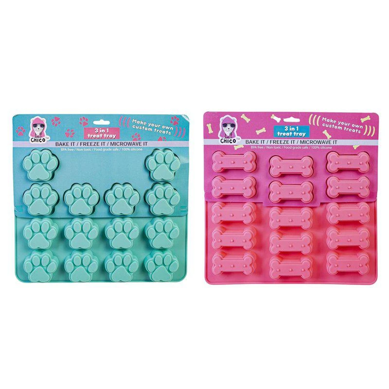 商品American Pet Supplies|Set of Dog Bone and Paw Print 3 in 1 Silicone Baking Treat Trays,价格¥187,第1张图片