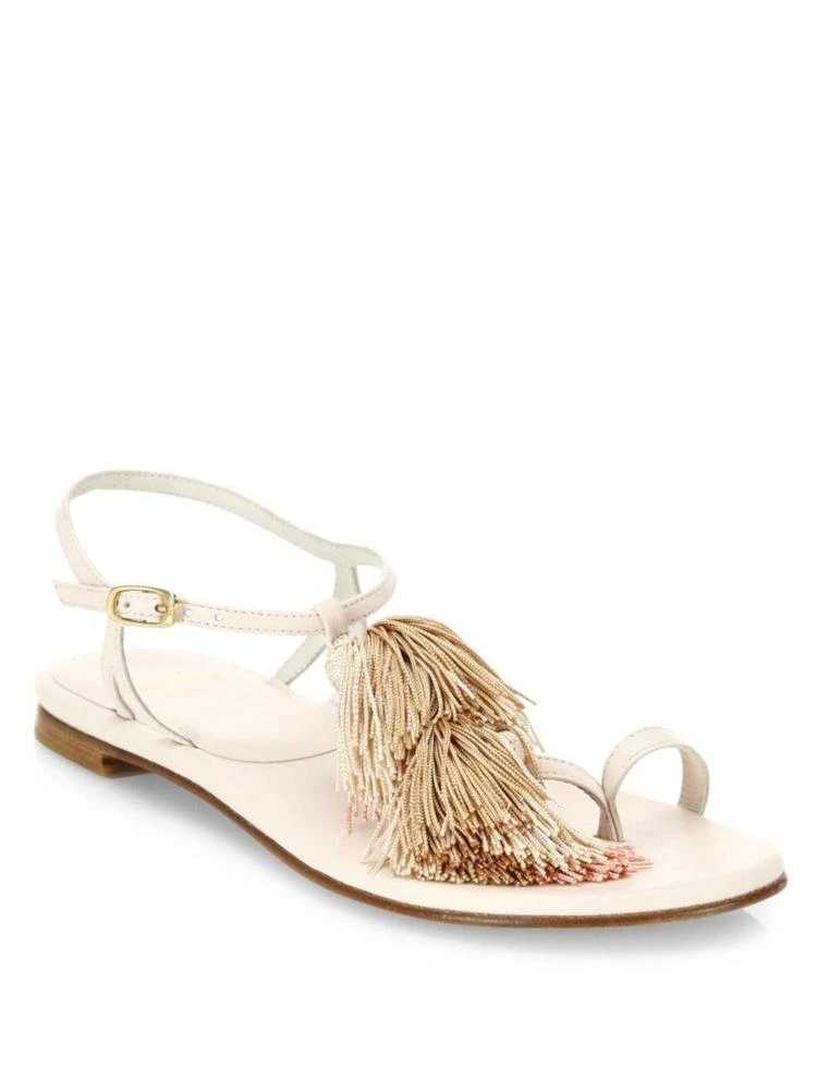 商品Stuart Weitzman|Jabow Tassel Trim Nappa Leather Ankle Strap Sandals,价格¥1194,第1张图片