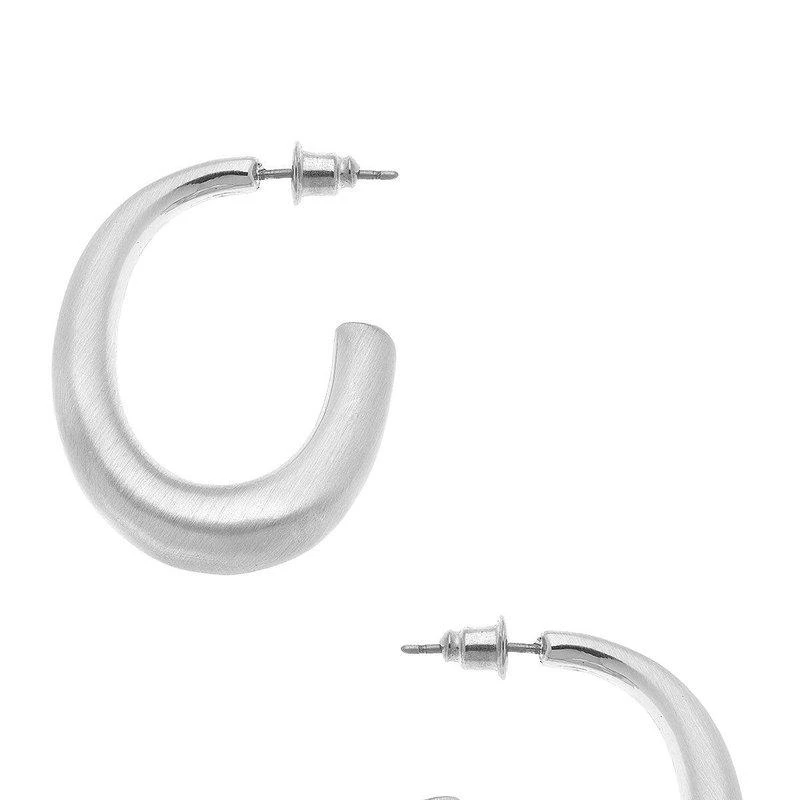 商品Canvas Style|Naomi Hoop Earrings in Satin Silver,价格¥287,第1张图片