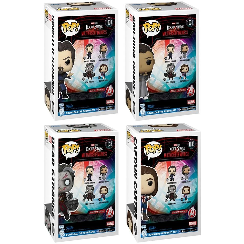 商品Funko|Pop Marvel Movies Doctor Strange in the Multiverse of Madness America Chavez in Cloak Sinister Strange Dead Strange Captain Carter 4 Figure Collectors Set,价格¥151,第2张图片详细描述