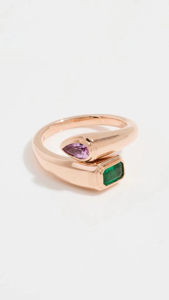 商品SHAY|18k Emerald and Pink Sapphire Bypass Pinky Ring,价格¥13594,第1张图片