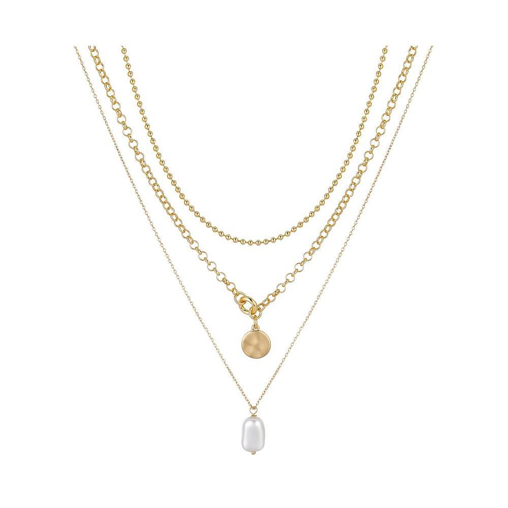 商品Unwritten|14K Gold Flash-Plated Imitation Pearl Layered Pendant Necklaces,价格¥215,第1张图片