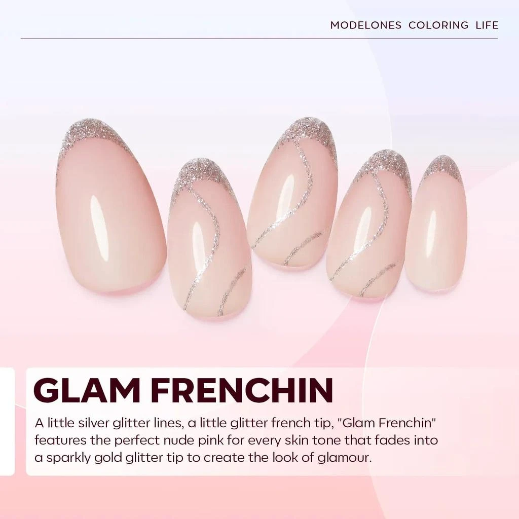 商品[国内直发] MODELONES|Glam Frenchin - 24 Fake Nails 12 Sizes Short Almond Press on Nails Kit,价格¥75,第5张图片详细描述