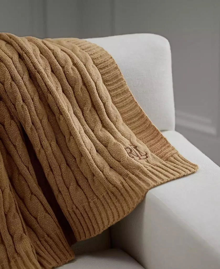 商品Ralph Lauren|Jamie Cable-Knit Throw, 50" x 60",价格¥442,第2张图片详细描述