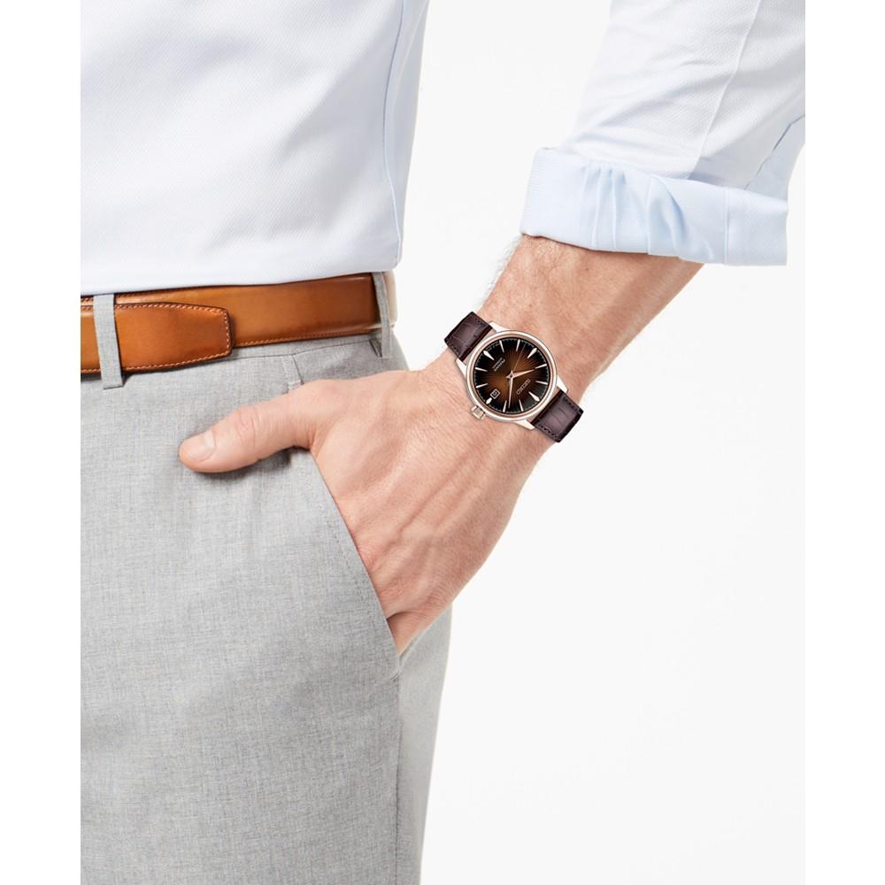 Men's Automatic Presage Brown Leather Strap Watch 40.5mm商品第6张图片规格展示