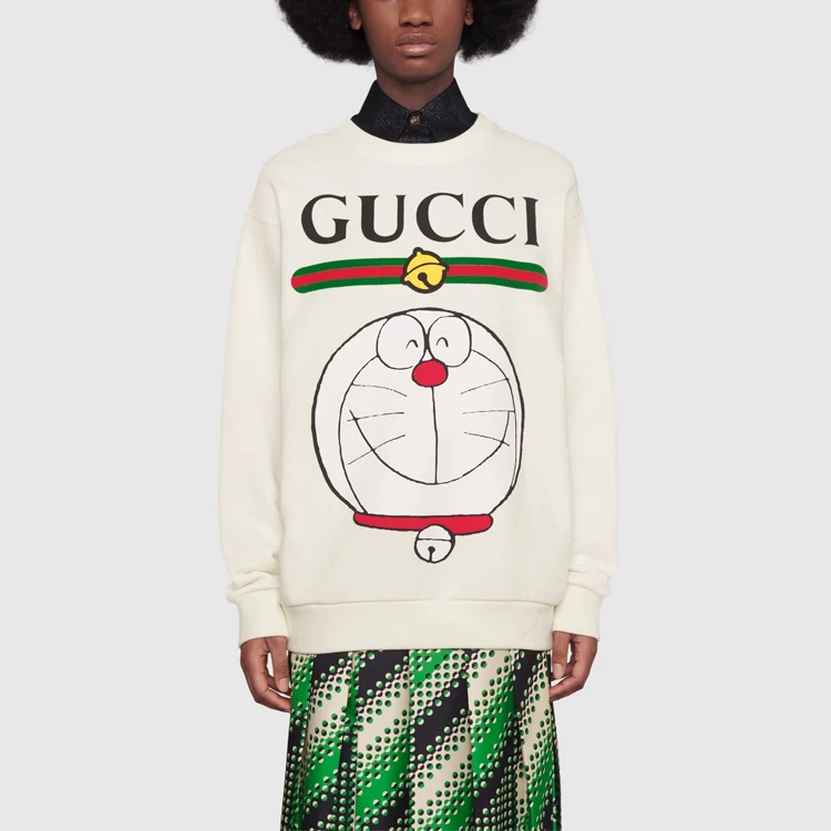 商品[国内直发] Gucci|古驰 x Doraemon 联名款 机器猫Logo字母印花圆领长袖套头卫衣 女款 象牙白,价格¥6609,第5张图片详细描述