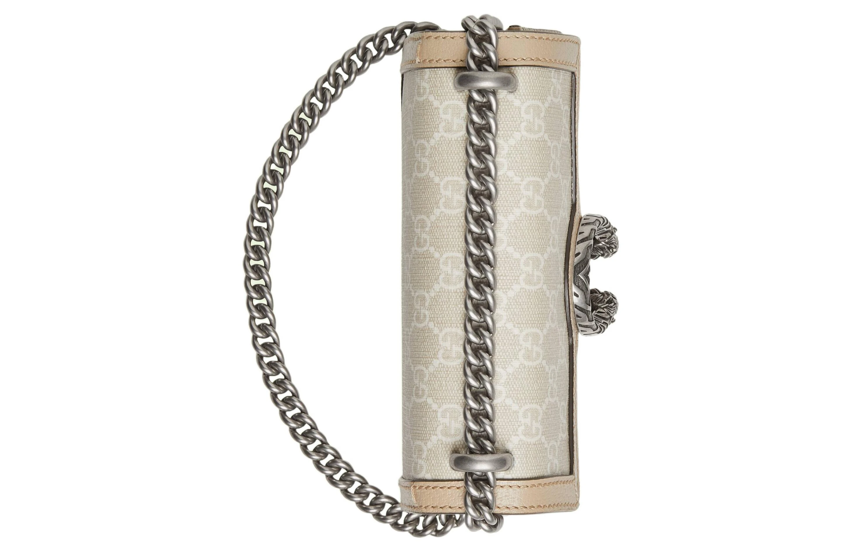 商品[国内直发] Gucci|古驰 Dionysus 酒神 虎头扣GG老花Logo链条 帆布拼皮 斜挎包单肩包 迷你 女款 米色/白色,价格¥11876,第6张图片详细描述