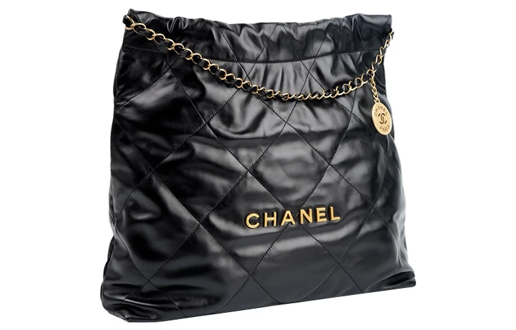 商品[国内直发] Chanel|香奈儿 22Bag 超大容量 牛皮 托特包Tote包购物袋单肩包 中号 女款 黑色金字 年度包王,价格¥52432,第4张图片详细描述