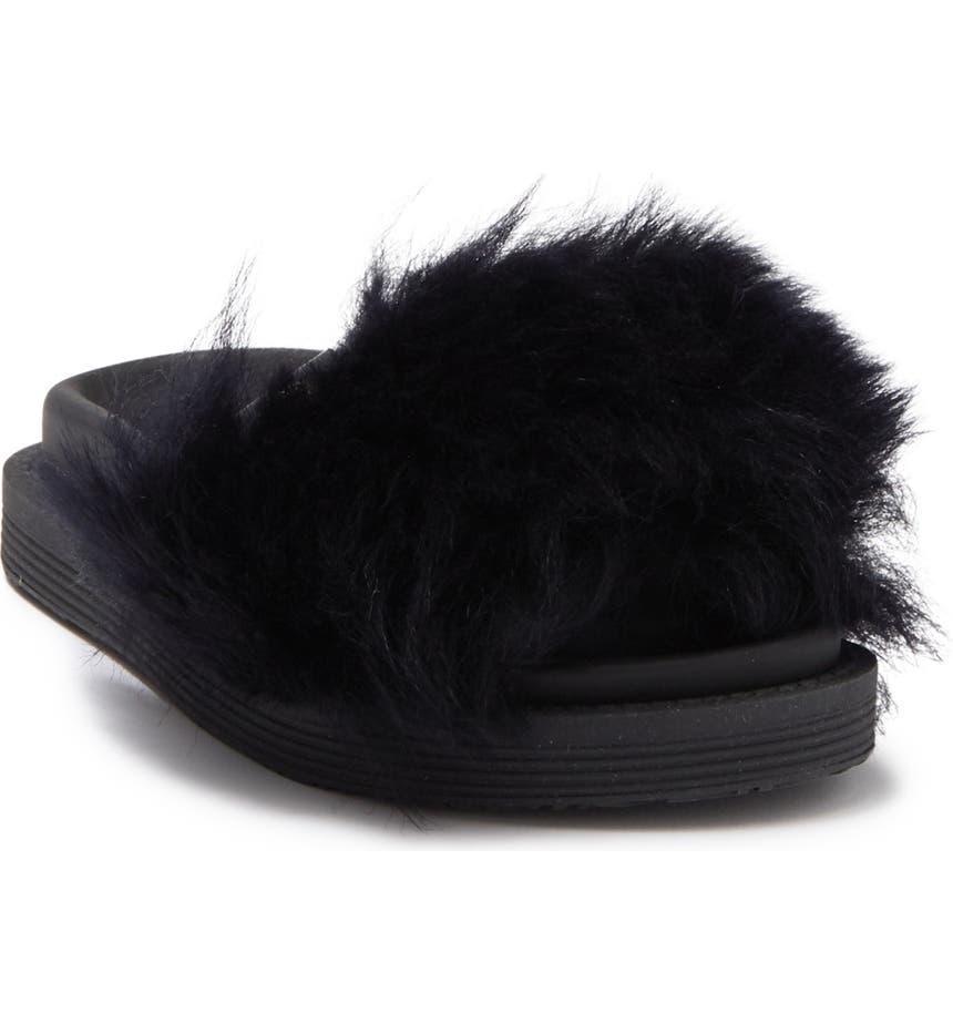 商品Versace|Faux Fur Slide Sandal,价格¥1840,第1张图片