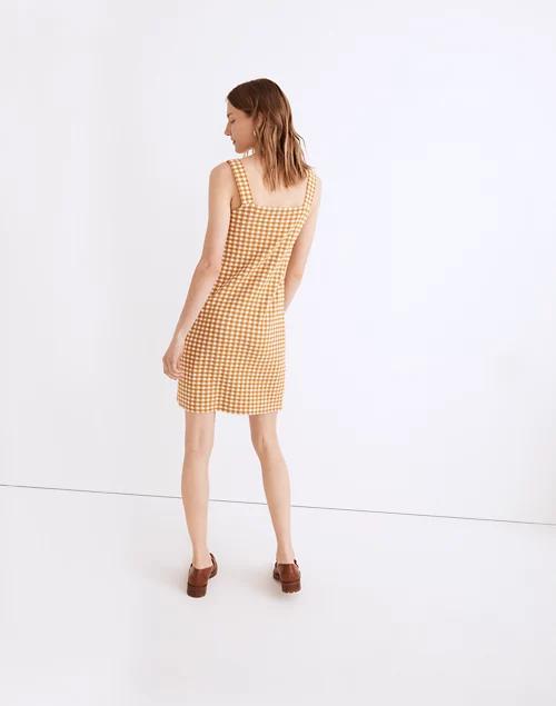 Jacquard Button-Front Mini Dress in Gingham Check商品第3张图片规格展示