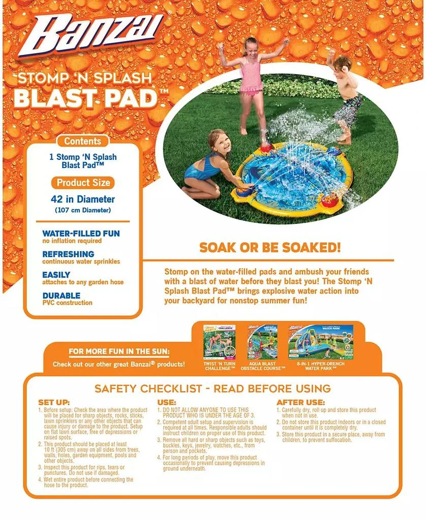 商品Banzai|42" Stomp N Splash Blast Pad Sprinkler,价格¥121,第2张图片详细描述