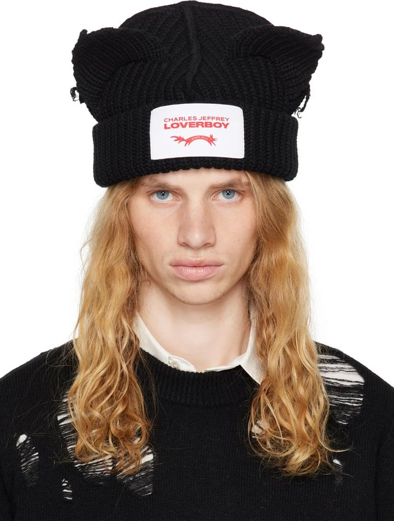 商品Charles Jeffrey Loverboy|Black Chunky Ears Beanie,价格¥1087,第1张图片