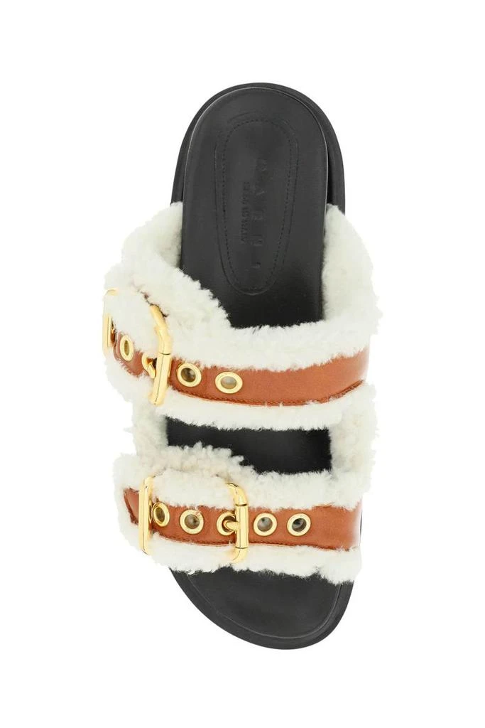 商品Marni|Marni leather and shearling fussbett slides,价格¥3728,第2张图片详细描述