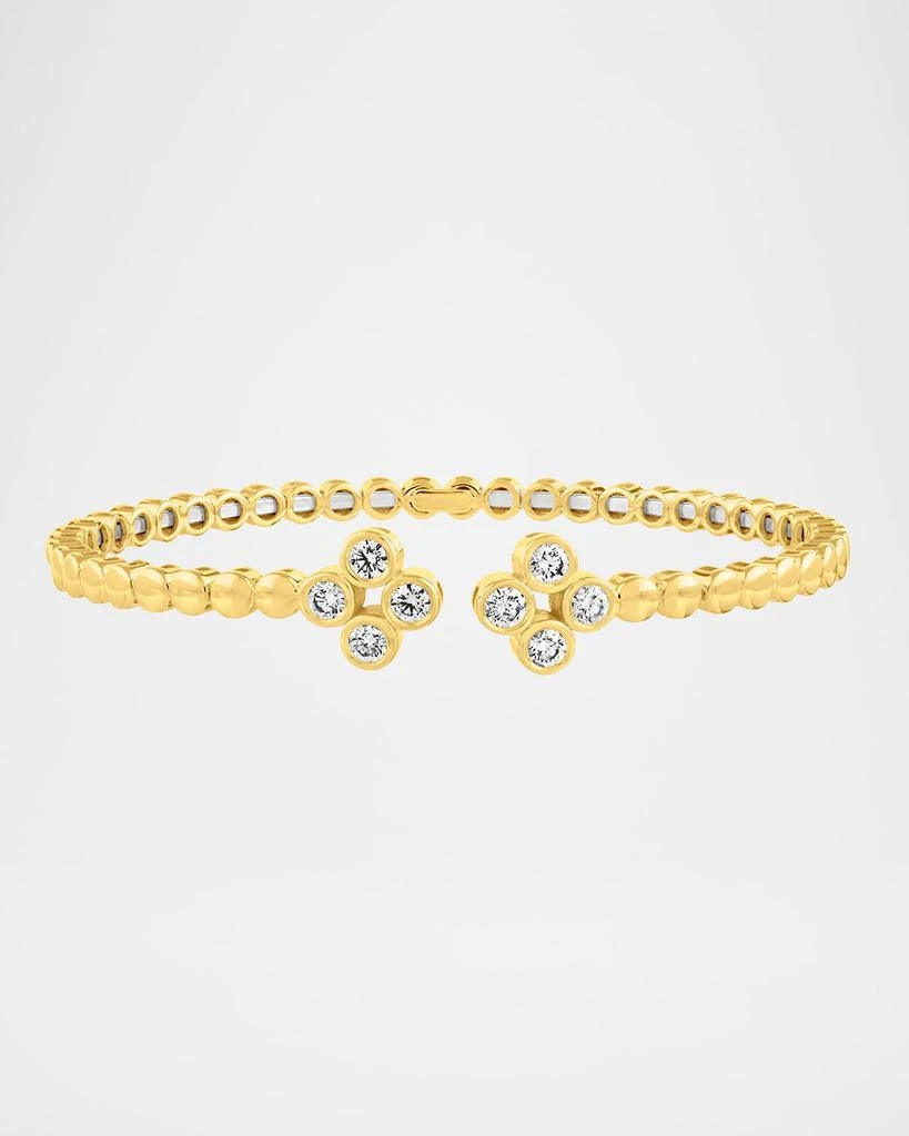 商品Cassidy Diamonds|18K Yellow Gold Flower-Shaped Eight-Stone Diamond Open Bangle Bracelet,价格¥33615,第1张图片详细描述