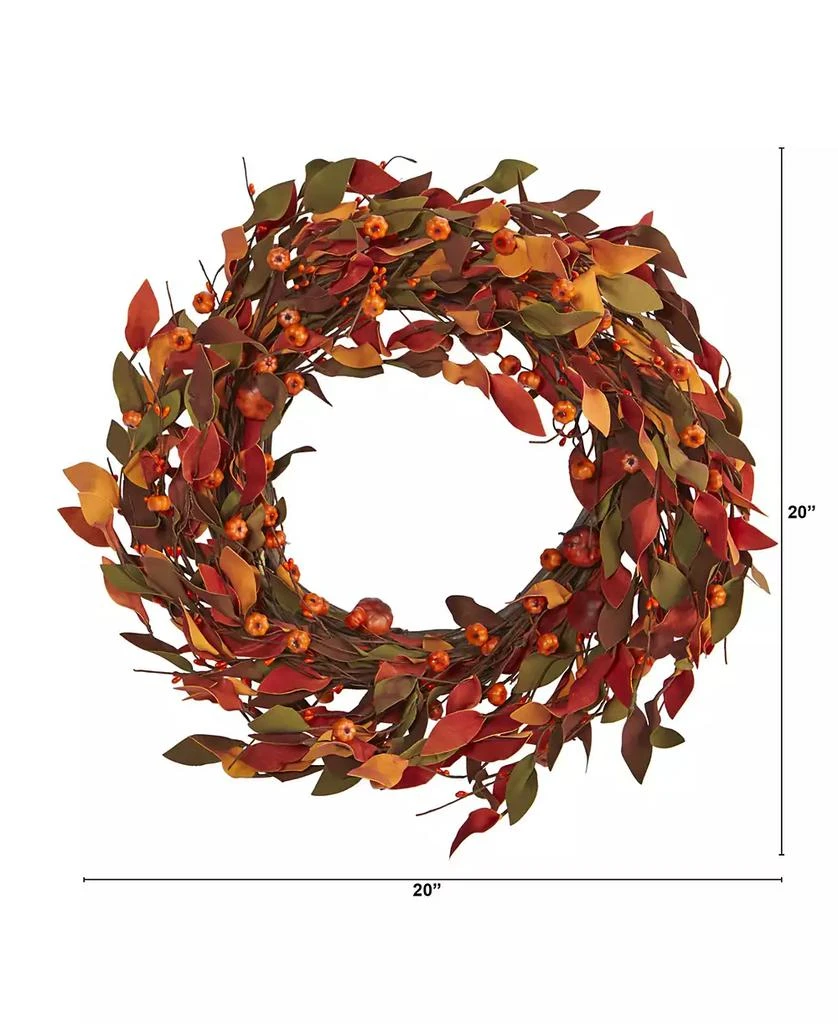 商品NEARLY NATURAL|Harvest Leaf and Mini Pumpkin Artificial Wreath,价格¥430,第2张图片详细描述