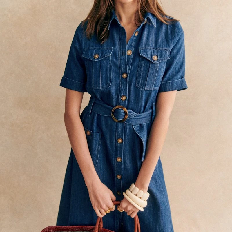 Sezane 女士蓝色棉连衣裙 商品