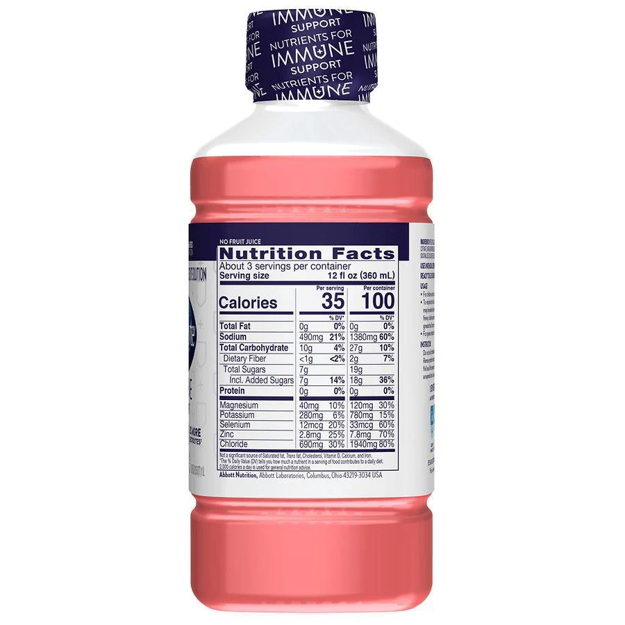 商品Pedialyte|Immune Support Electrolyte Solution, Hydration Drink Raspberry Lemonade,价格¥67,第5张图片详细描述