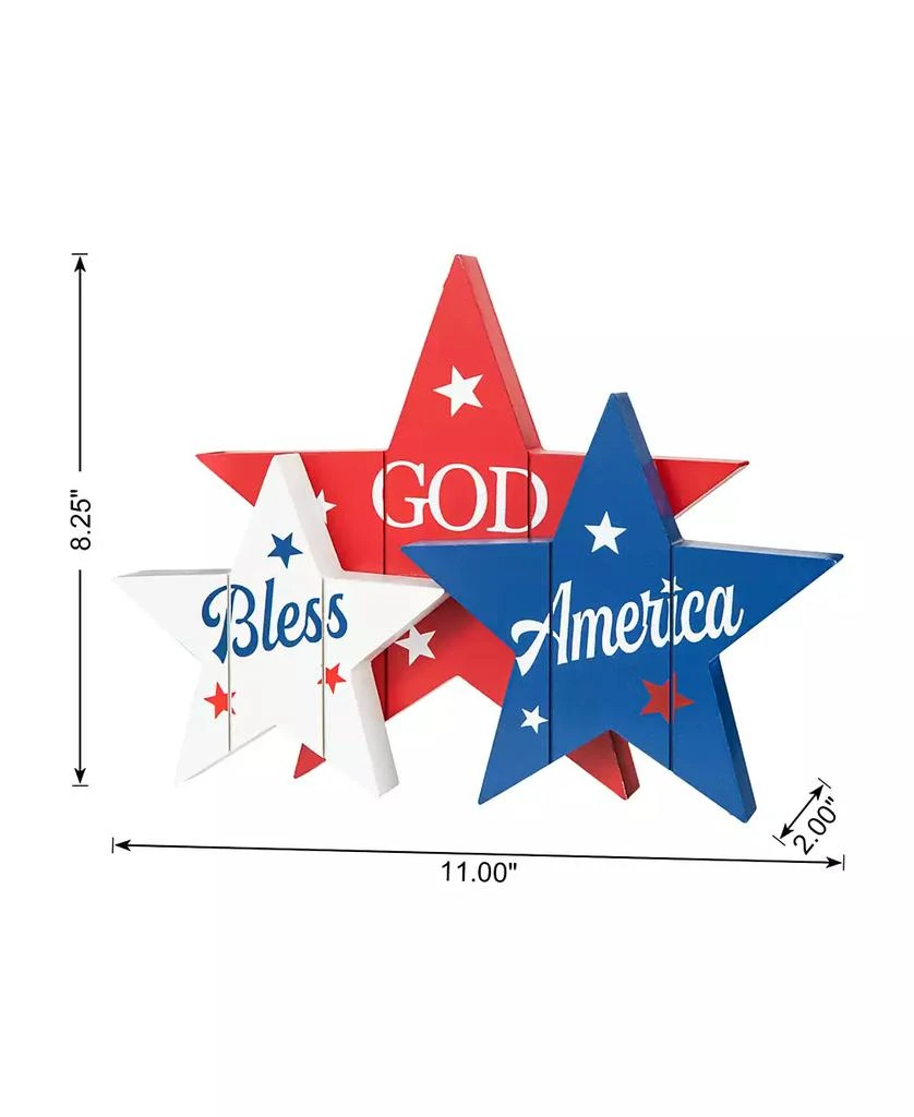 商品Glitzhome|11" Wooden Patriotic, Americana Stars Table Decor,价格¥179,第4张图片详细描述