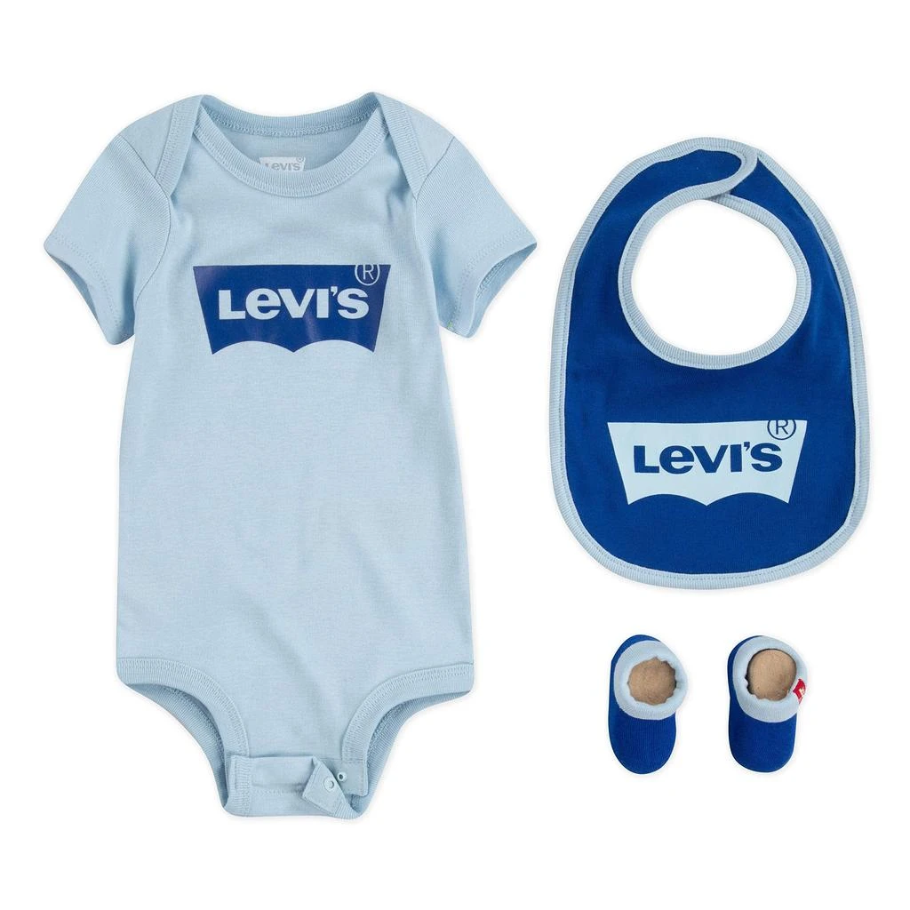 商品Levi's|Levi's Baby Girls' Bodysuit, Bib and Booties 3-Piece Gift Box Set,价格¥179,第1张图片