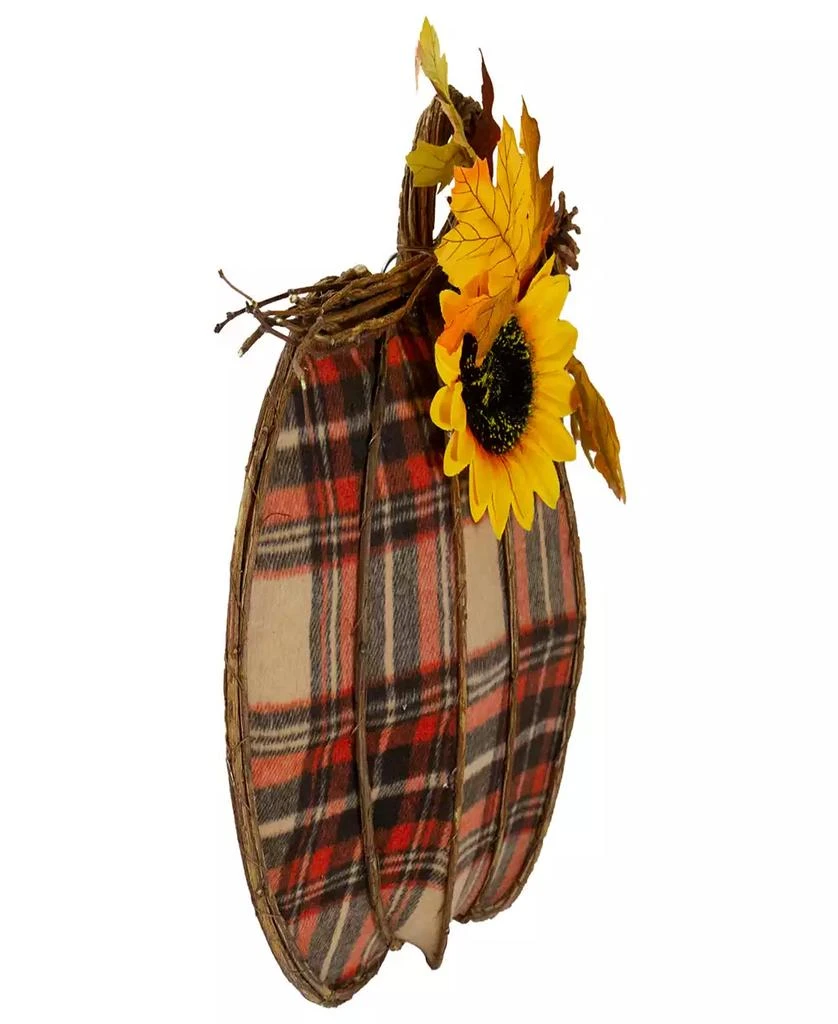 商品Northlight|14" Orange and Brown Plaid Fall Harvest Pumpkin Wall Decor,价格¥260,第2张图片详细描述