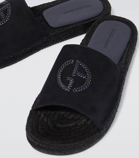 商品Giorgio Armani|Logo leather sandals,价格¥5205,第3张图片详细描述