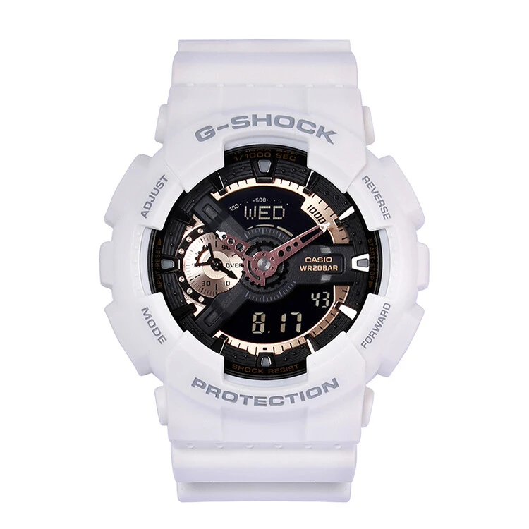 商品Casio|卡西欧（CASIO）G-SHOCK手表男女大盘时尚双显防水防震运动电子潮流节日礼物男表 白玫瑰金GA-110RG-7A-白色-GA-110RG-7A,价格¥1162,第1张图片