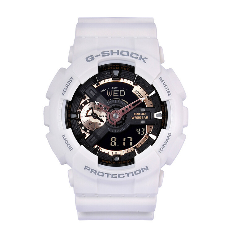 商品Casio|卡西欧（CASIO）G-SHOCK手表男女大盘时尚双显防水防震运动电子潮流节日礼物男表 白玫瑰金GA-110RG-7A-白色-GA-110RG-7A,价格¥1013,第1张图片