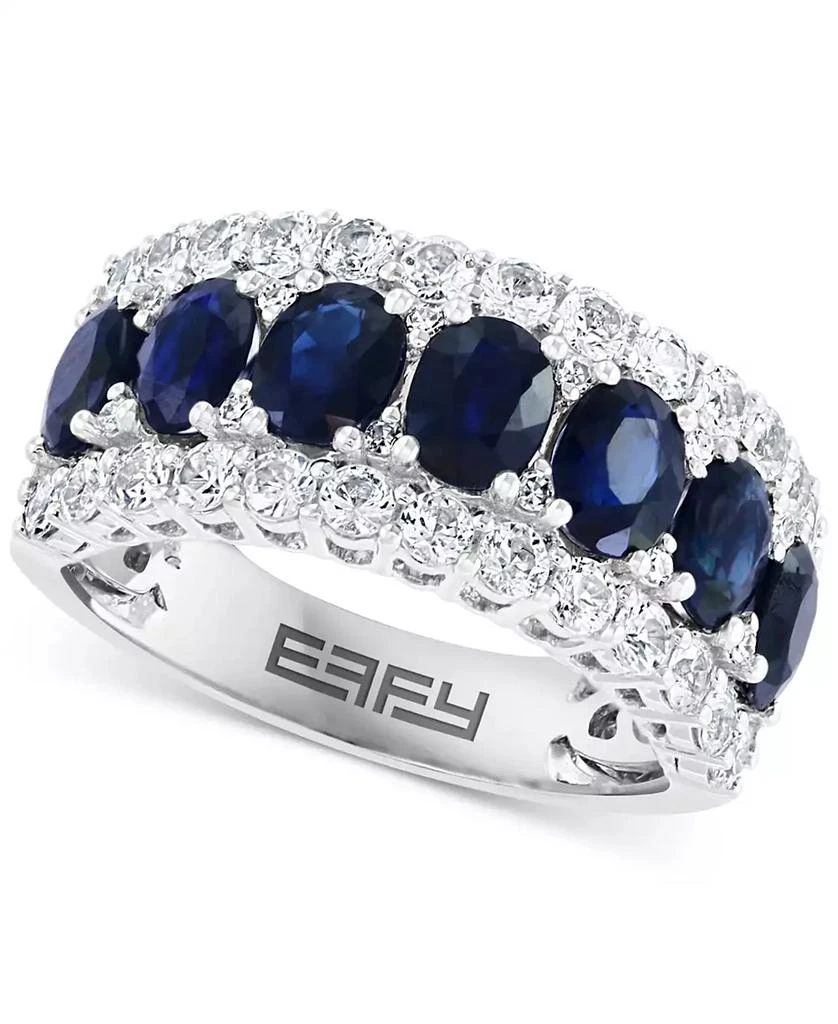 商品Effy|EFFY® Blue & White Sapphire Ring (3-1/2 ct. t.w.) & Diamond (1/20 ct. t.w.) in 14k White Gold. (Also available Emerald and Pink Sapphire),价格¥27551,第1张图片