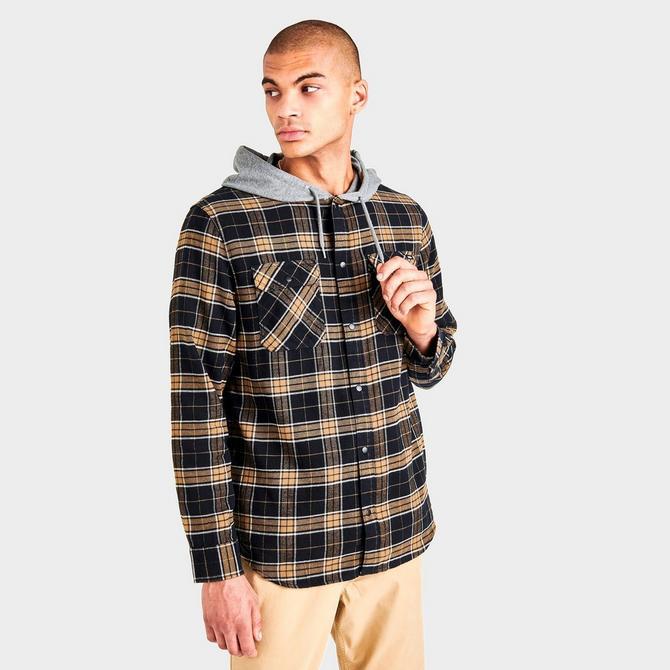 Men's Vans Parkway Hooded Flannel Buttondown Shirt商品第3张图片规格展示