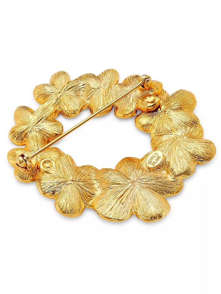商品Kenneth Jay Lane|22K Gold-Plated, Black Enamel &amp; Faux Pearl Graduated Flowers Brooch,价格¥1012,第3张图片详细描述