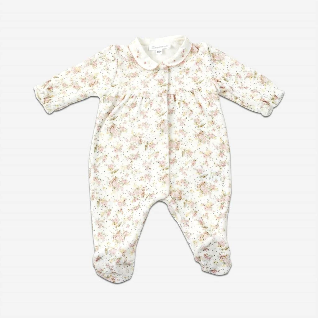 商品Tartine et Chocolat|Kids Floral Velour Pajama Onesie In Ivory,价格¥508,第1张图片