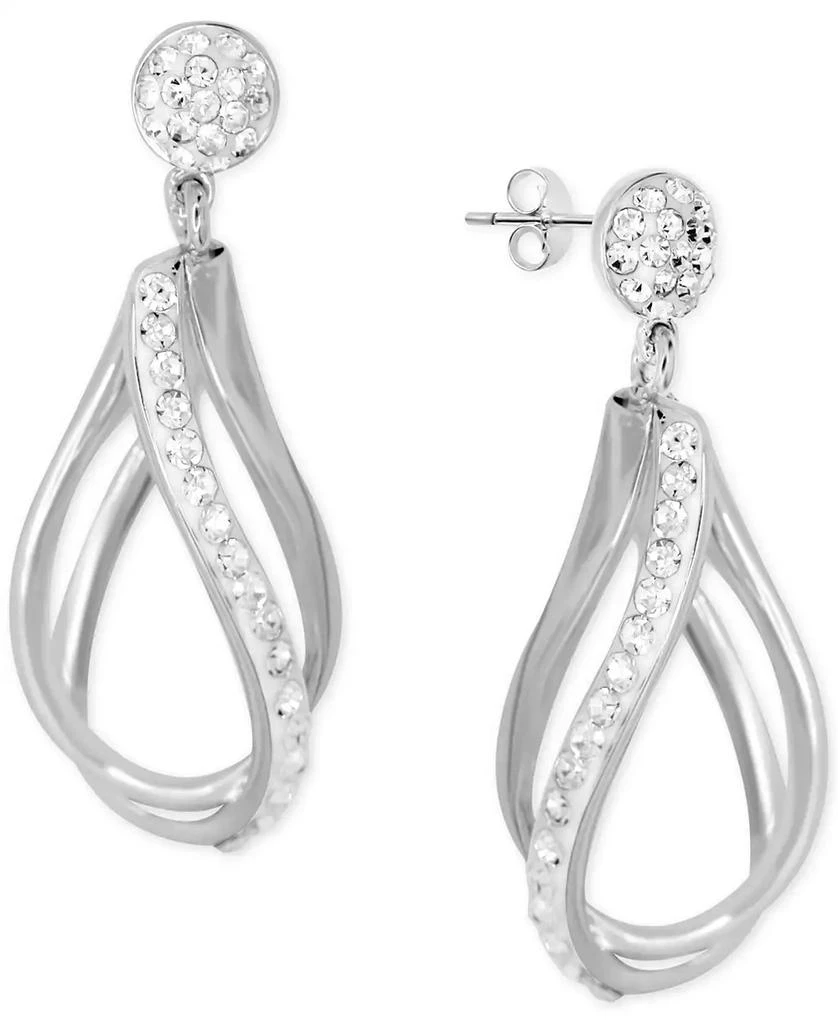 商品Essentials|Crystal Double Teardrop Hoop Earrings in Silver-Plate,价格¥112,第1张图片