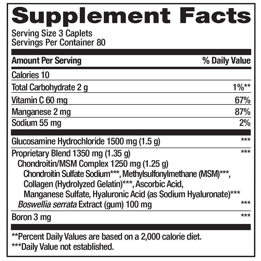商品Walgreens|Glucosamine HCl Chondroitin Sulfate Caplets Double Strength,价格¥245,第4张图片详细描述
