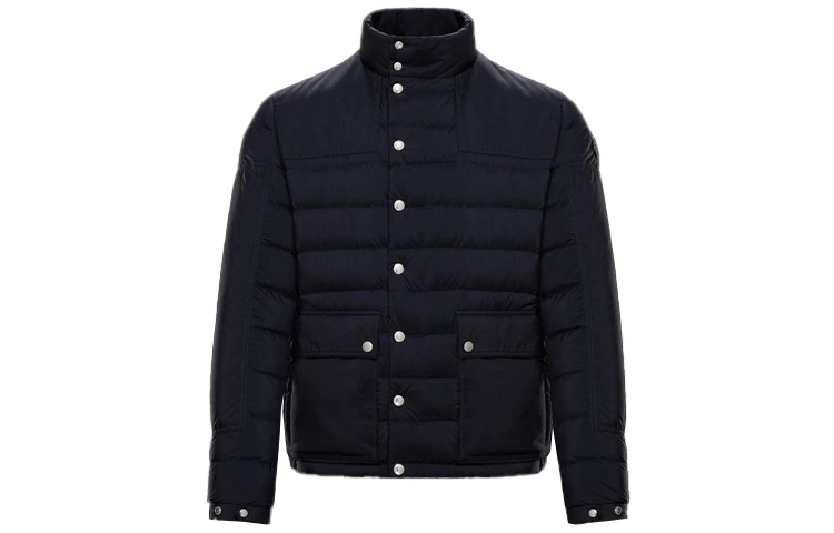商品[国内直发] Moncler|Boutmy Longue Saison 哑光尼龙皮革徽标立领纯色含羽绒夹克外套 冬季 男款 蓝色,价格¥11826,第1张图片