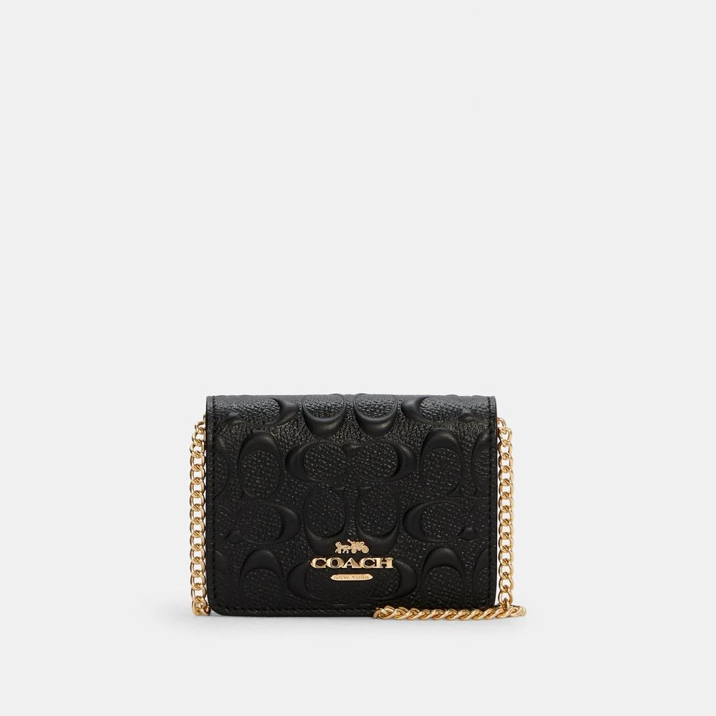 商品Coach|蔻驰Chain迷你经典老花浮雕翻盖链条包,价格¥589,第1张图片