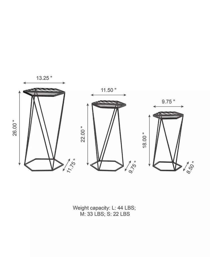 商品Glitzhome|Modern Hexagon Plant Stand, Set of 3,价格¥1090,第5张图片详细描述